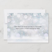 冬の雪片のエレガントハートスクリプト サンキューカード (裏面)