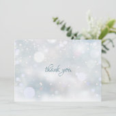 冬の雪片のスクリプエレガントト サンキューカード (スタンド正面)