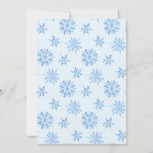 冬の雪片のストライプな男の子のベビーシャワーの招待 招待状 (裏面)