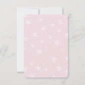 冬の雪片のピンクのベビーのおむつのラッフルのチケット 招待状 (裏面)