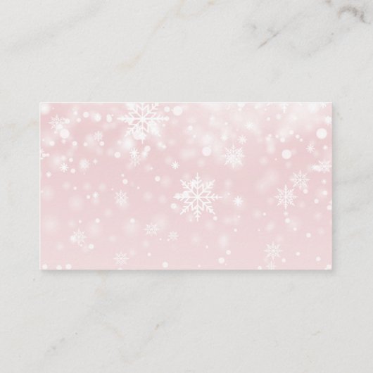 冬の雪片のピンクのベビーシャワーのおむつのラッフル エンクロージャーカード (裏面)