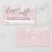 冬の雪片のピンクのベビーシャワーのおむつのラッフル エンクロージャーカード (正面/裏面)