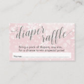 冬の雪片のピンクのベビーシャワーのおむつのラッフル エンクロージャーカード (正面)