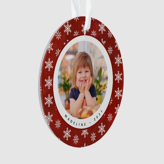 冬の雪片の写真名クリスマスオーナメント オーナメント (正面)