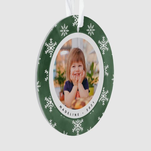 冬の雪片の写真名クリスマスオーナメント オーナメント (正面)