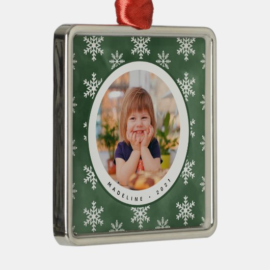 冬の雪片の写真名クリスマスオーナメント メタルオーナメント (右)