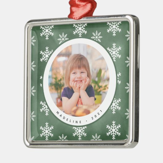 冬の雪片の写真名クリスマスオーナメント メタルオーナメント (左)