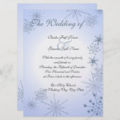 冬の雪片の冬のアイスブルー 招待状 (正面/裏面)