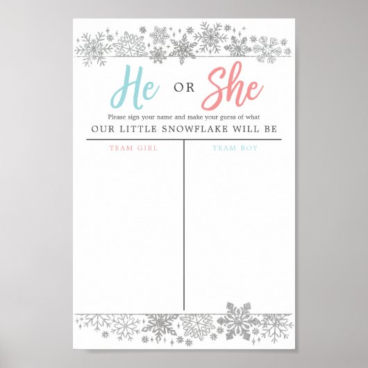 冬の雪片の性別が投票のサインを明らかにする ポスター (正面)