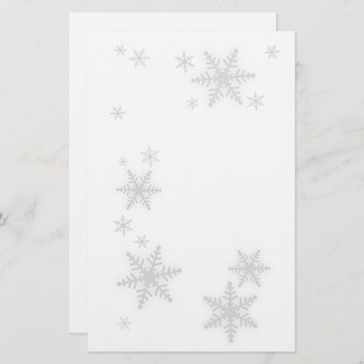 冬の雪片の文房具 便箋 (正面/裏面)