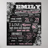 冬の雪片の最初の誕生日の黒板(123) ポスター (正面)