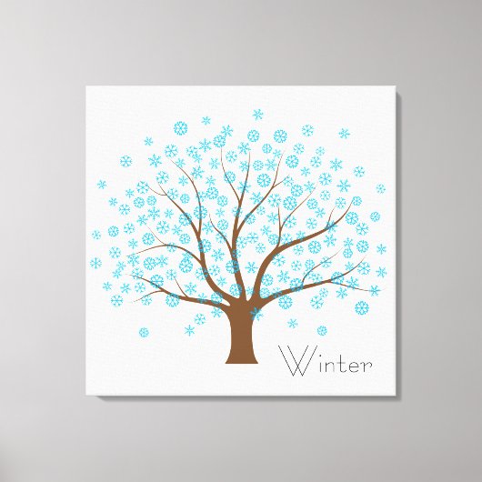 冬の雪片の木 キャンバスプリント (正面)