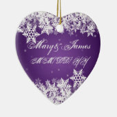 冬の雪片の紫色のエレガントな結婚式の引き出物 セラミックオーナメント (右)