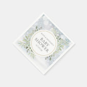 冬の雪片の緑の赤ちゃんシャワー スタンダードカクテルナプキン (角)