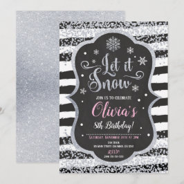 冬の雪片の誕生日の招待状のグリッター 招待状