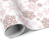 冬の雪片の赤とピンクのパターンのラッピングPa ラッピングペーパー (ロールコーナー)