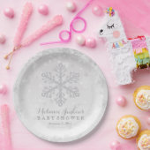 冬の雪片の銀のベビーシャワーの紙皿 ペーパープレート (パーティー)
