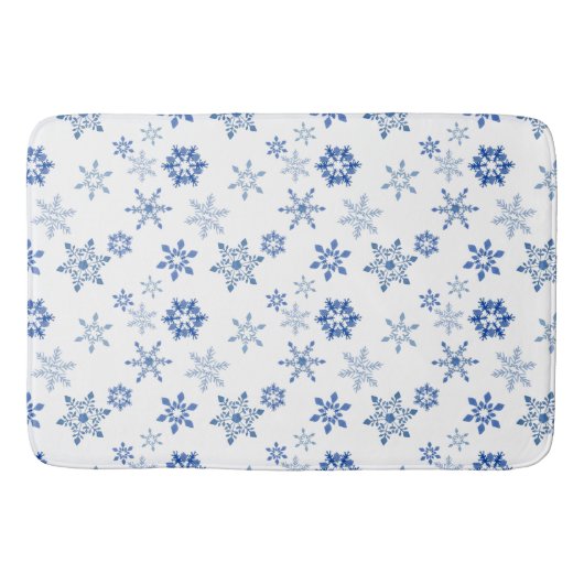 冬の雪片の青い水色 バスマット (正面)