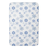冬の雪片の青い水色 バスマット (正面縦)