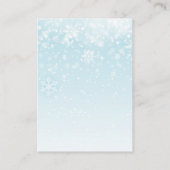 冬の雪片の青い男の赤ちゃんのシャワーの本の要求 エンクロージャーカード (裏面)