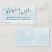 冬の雪片の青色児のシャワーのおむつのラッフル エンクロージャーカード (正面/裏面)