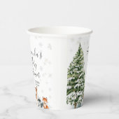 冬の雪片の鹿の動物の山林 紙コップ (右)