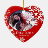 冬の雪片の(赤い)写真のオーナメント セラミックオーナメント (裏面)