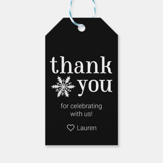 冬の雪片はありがとう ギフトタグ (正面)