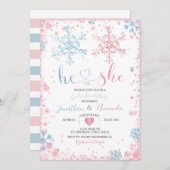 冬の雪片を性別で明らかにする 招待状 (正面/裏面)