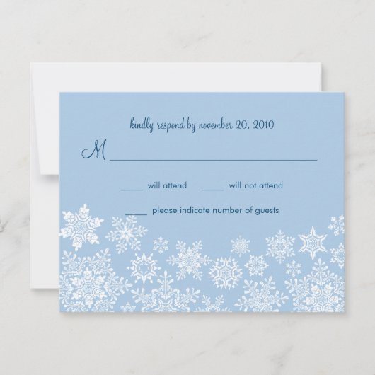 冬の雪片ウェディングRSVPカード 出欠カード (正面)