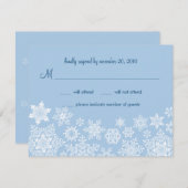 冬の雪片ウェディングRSVPカード 出欠カード (正面/裏面)