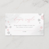 冬の雪片ガールベビーシャワーおむつラッフル エンクロージャーカード (正面)