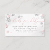 冬の雪片ガールベビーシャワーベビー エンクロージャーカード (正面)