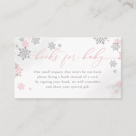 冬の雪片ガールベビーシャワーベビー エンクロージャーカード (正面)