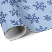 冬の雪片クリスマスギフトブルーシームレス ラッピングペーパー (ロールコーナー)