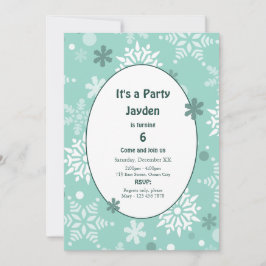 冬の雪片クリスマスバースデーパーティー 招待状