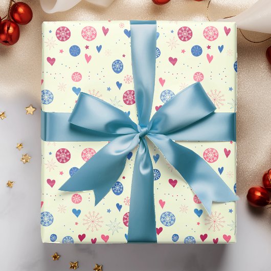 冬の雪片クリスマスホリデーパターン ラッピングペーパー