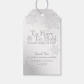 冬の雪片シルバー ギフトタグ (正面)