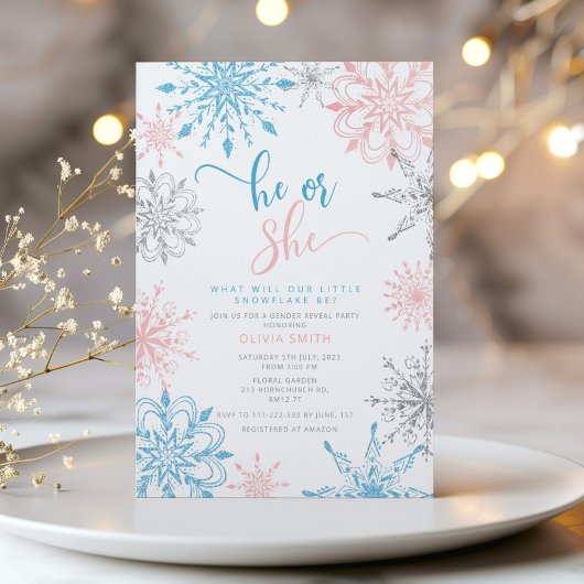 冬の雪片ジェンダーが招待状 招待状