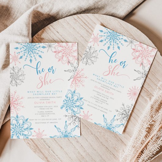 冬の雪片ジェンダーが招待状 招待状