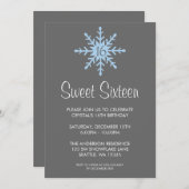 冬の雪片スイート16バースデーパーティー 招待状 (正面/裏面)