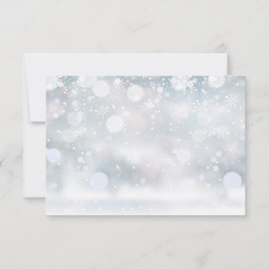 冬の雪片スクリプトハート親切に返信 出欠カード (裏面)