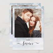 冬の雪片スクリプトフォトテーブル番号 招待状 (正面/裏面)