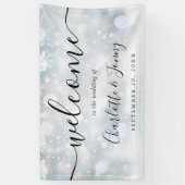冬の雪片スクリプト結婚の歓迎 横断幕 (縦)