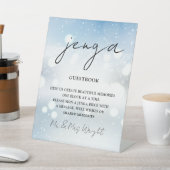 冬の雪片スクリプトJengaゲストブック 台座サイン (インサイチュ)