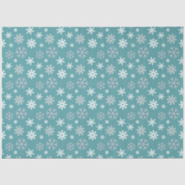 冬の雪片ティール（緑がかった色）ブルーパターン 薄葉紙