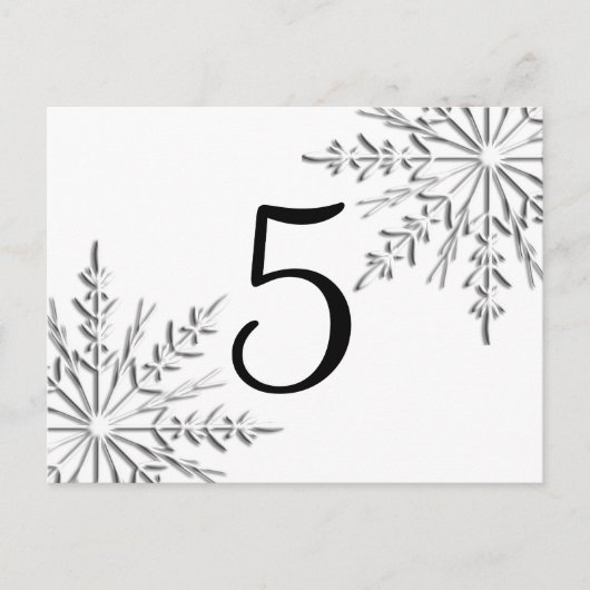 冬の雪片テーブル番号 ポストカード (正面)