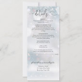 冬の雪片ハートの台本結婚を 招待状 (裏面)