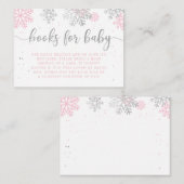 冬の雪片ピンクと銀本のベビー エンクロージャーカード (正面/裏面)