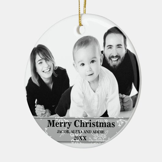 冬の雪片フォトクリスマスオーナメント セラミックオーナメント (左)